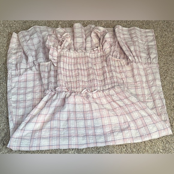 English Factory Plaid Flutter Sleeve Midi Ruffle Dress - Picture 6 of 7